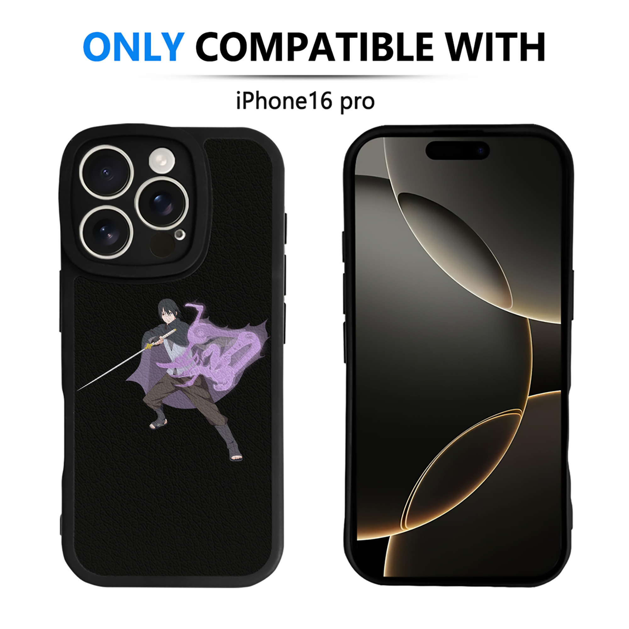 （画像用） NARUTO -ナルト- うちは サスケ Uchiha Sasuke 【iPhone 16シリーズ対応】シリコンスマホケース（レザー調） 材質：シリコン